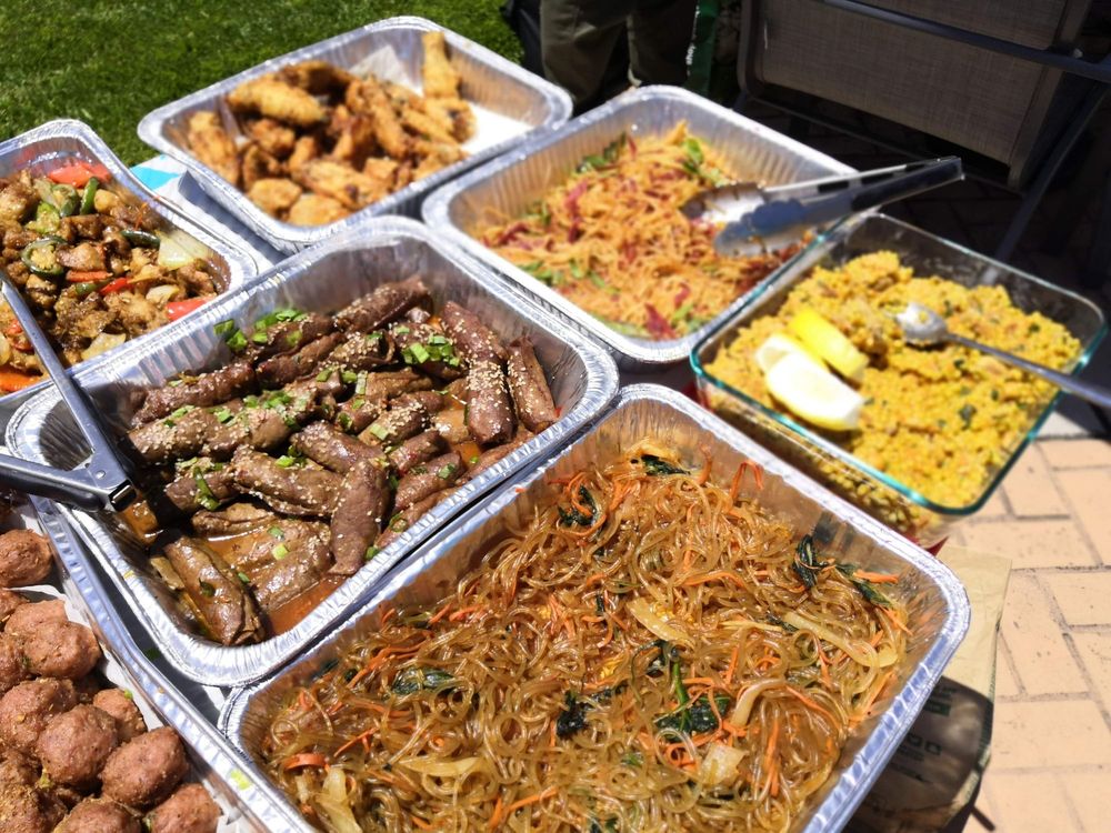 Tray of beef rolls