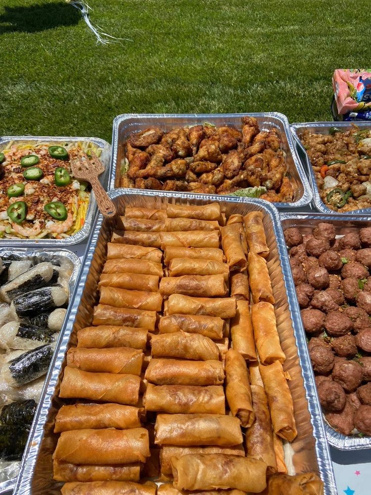 Tray of fried egg rolls