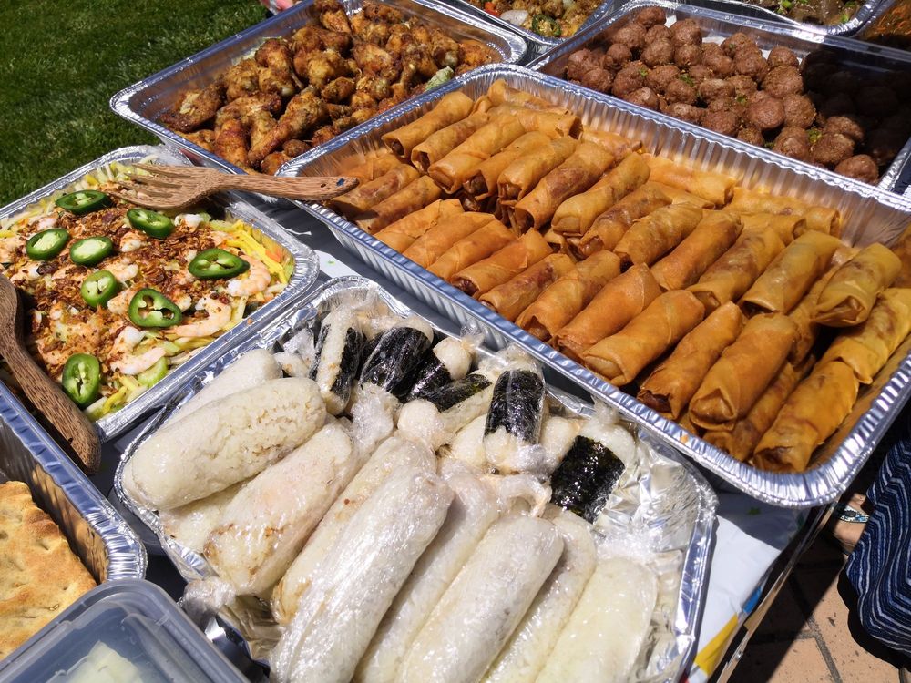 Tray of fried egg rolls